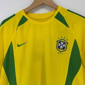 Nike‎ Brazil Rivaldo #10 Soccer Jersey Men's Yellow Green Football Shirt NWT Y2K